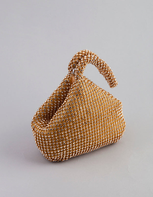 Gold Diamante Triangular Purse