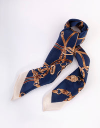 Navy Horseshoe Print Bandana Hair Scarf - link has visual effect only