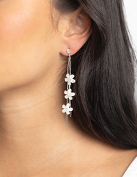 Silver Flower Drop Earrings - link has visual effect only