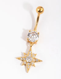 Gold Plated Titanium Star Belly Bar - link has visual effect only