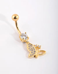 Gold Plated Titanium Butterfly Belly Bar - link has visual effect only