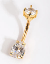 Gold Plated Titanium Pear Diamante Medium Belly Bar - link has visual effect only