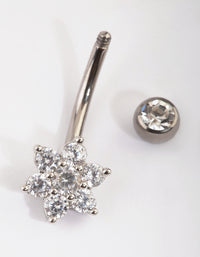 Titanium Diamante Flower Belly Bar - link has visual effect only