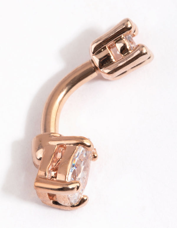Rose gold titanium belly bar sales