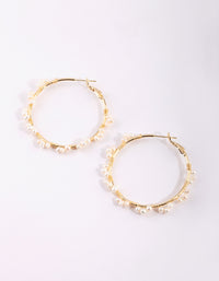 Gold Plated Hoop Earrings with Freshwater Pearls - link has visual effect only