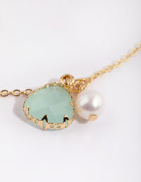 Gold Plated Charm Necklace with Freshwater Pearls - link has visual effect only