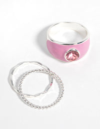 Pink Enamel Ring Pack - link has visual effect only