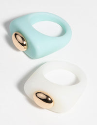 90s White & Turquoise Rings - link has visual effect only