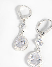 Silver Cubic Zirconia Pear Drop Earrings - link has visual effect only