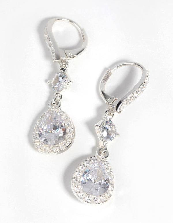 Silver Cubic Zirconia Pear Drop Earrings