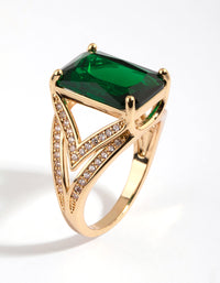 Gold Emerald Cubic Zirconia Statement Ring - link has visual effect only