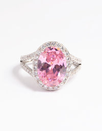 Rhodium Pink Cubic Zirconia Ring - link has visual effect only