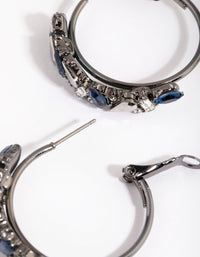 Gunmetal Diamante Cluster Hoop Earrings - link has visual effect only