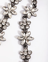 Gunmetal Flower Chain Drop Earrings - link has visual effect only