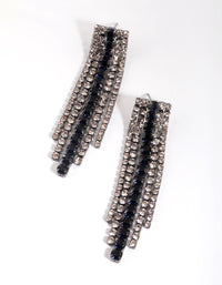 Gunmetal Diamante Drop Earrings - link has visual effect only