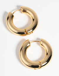 Gold Plated Round Huggie Hoop Earrings - link has visual effect only