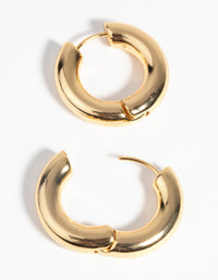 Gold Plated Round Huggie Hoop Earrings - link has visual effect only