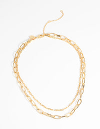 Gold Plated Chain Necklace Set - link has visual effect only