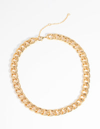 Gold Plated Flat Curb Chain Necklace - link has visual effect only