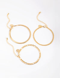 Gold Plated Snake Chain Bracelet Pack - link has visual effect only