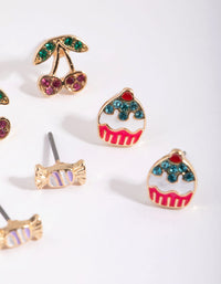 Gold Cherry & Sweets Stud Earring Pack - link has visual effect only