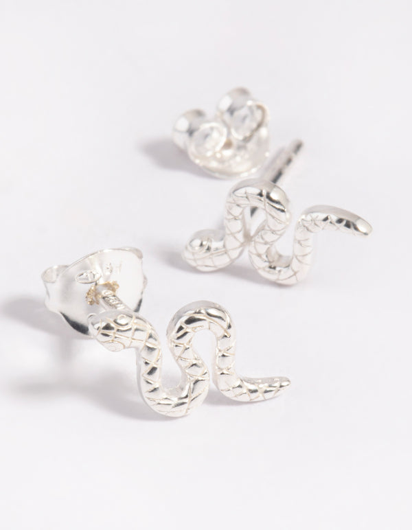 Sterling Silver Snake Stud Earrings