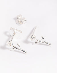 Sterling Silver Rose Stud Earrings - link has visual effect only