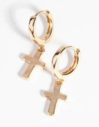 Gold Cross Huggie Hoop Earrings - link has visual effect only