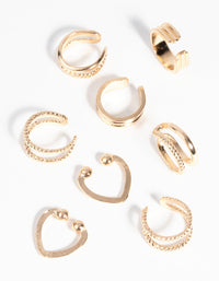 Gold Textured Ear Cuff Earring 8-Pack - link has visual effect only