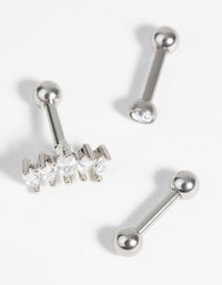 Surgical Steel Barbell Pack with Cubic Zirconia - link has visual effect only