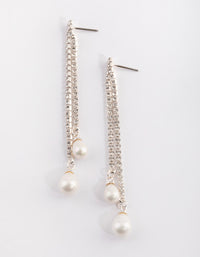 Silver Pearl & Diamante Drop Earrings - link has visual effect only