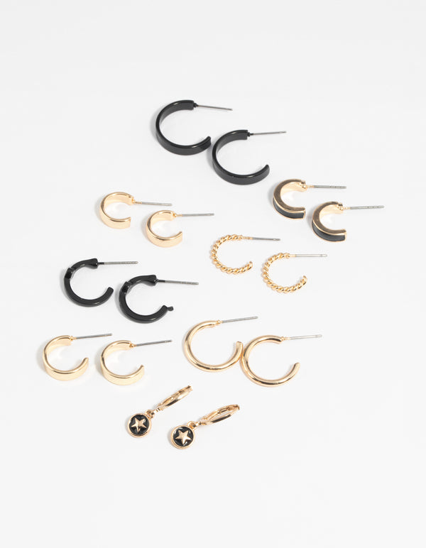 Gold Star Hoop Earring 8-Pack