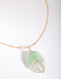 Gold Green Fluorite Statement Necklace - link has visual effect only