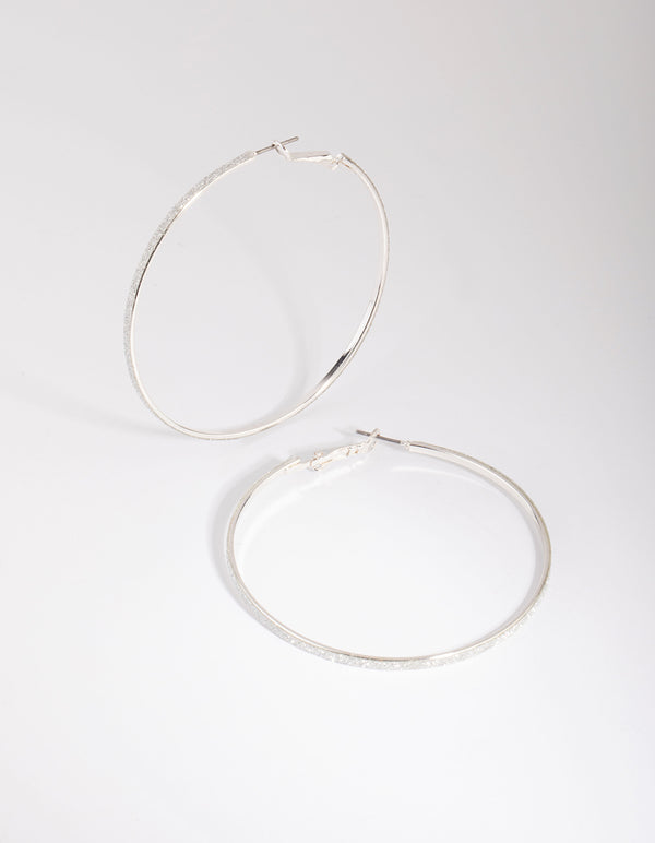 Silver Glitter Hoop Earrings