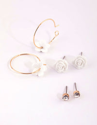 Rose Gold Floral Stud Earring Pack - link has visual effect only