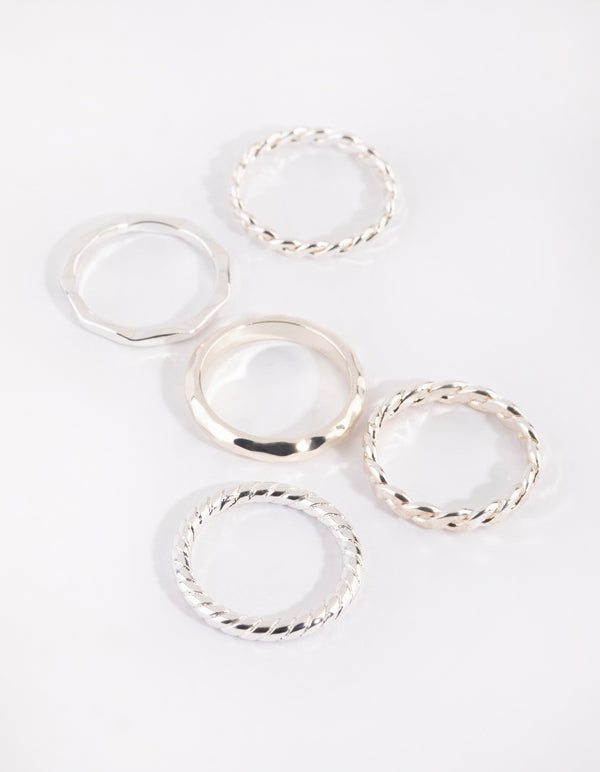 Silver Croissant Rings 4-Pack