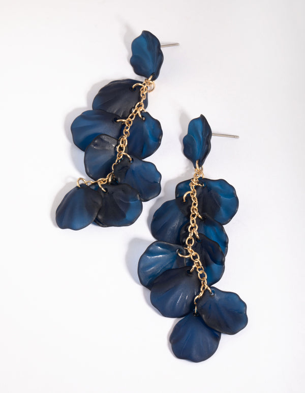 Navy Chain Drop Earrings