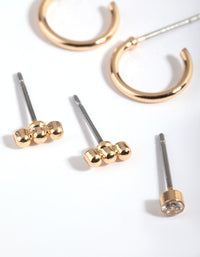 Gold Diamante Stud & Huggie Hoop Earring Stack Pack - link has visual effect only