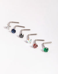 Titanium Mixed Stone Nose Stud 6-Pack - link has visual effect only