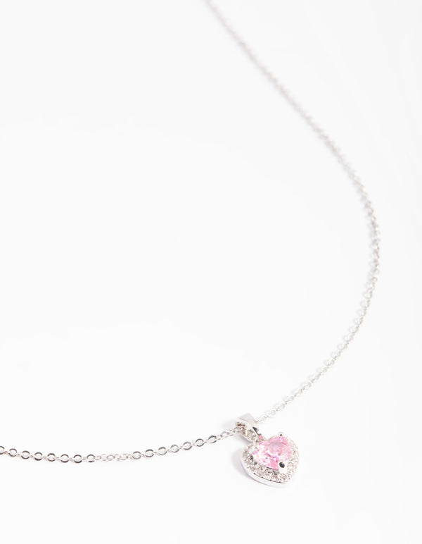 Rhodium Diamante Heart Necklace