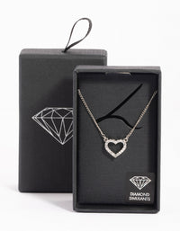 Rhodium Cubic Zirconia Heart Necklace - link has visual effect only