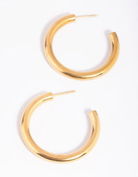 Waterproof Gold Plated Stainless Steel Hoop Earrings - link has visual effect only