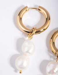 Gold Plated Surgical Steel Drop Earrings with Freshwater Pearls - link has visual effect only