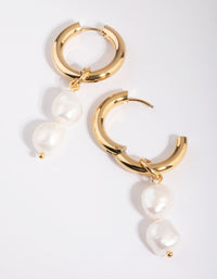 Gold Plated Surgical Steel Drop Earrings with Freshwater Pearls - link has visual effect only