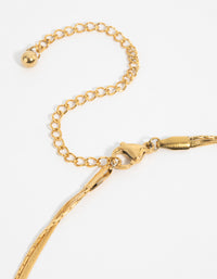 Gold Plated Stainless Steel Snake Chain & Freshwater Pearl Layered Necklace - link has visual effect only