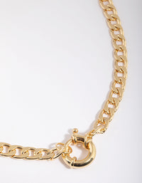 Gold Plated Curb Chain Clasp Necklace - link has visual effect only