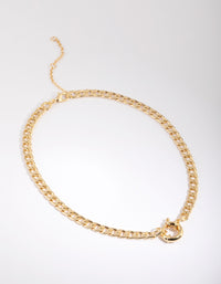 Gold Plated Curb Chain Clasp Necklace - link has visual effect only