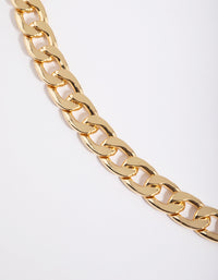 Gold Plated Curb Chain Clasp Necklace - link has visual effect only