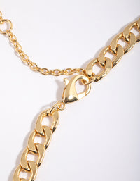 Gold Plated Curb Chain Clasp Necklace - link has visual effect only