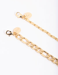 Gold Plated Mixed Chain Bracelet Set - link has visual effect only